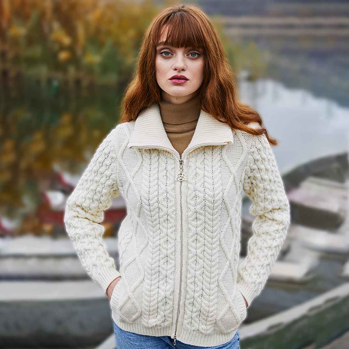 irish coat | ladies cable knit bomber jacket