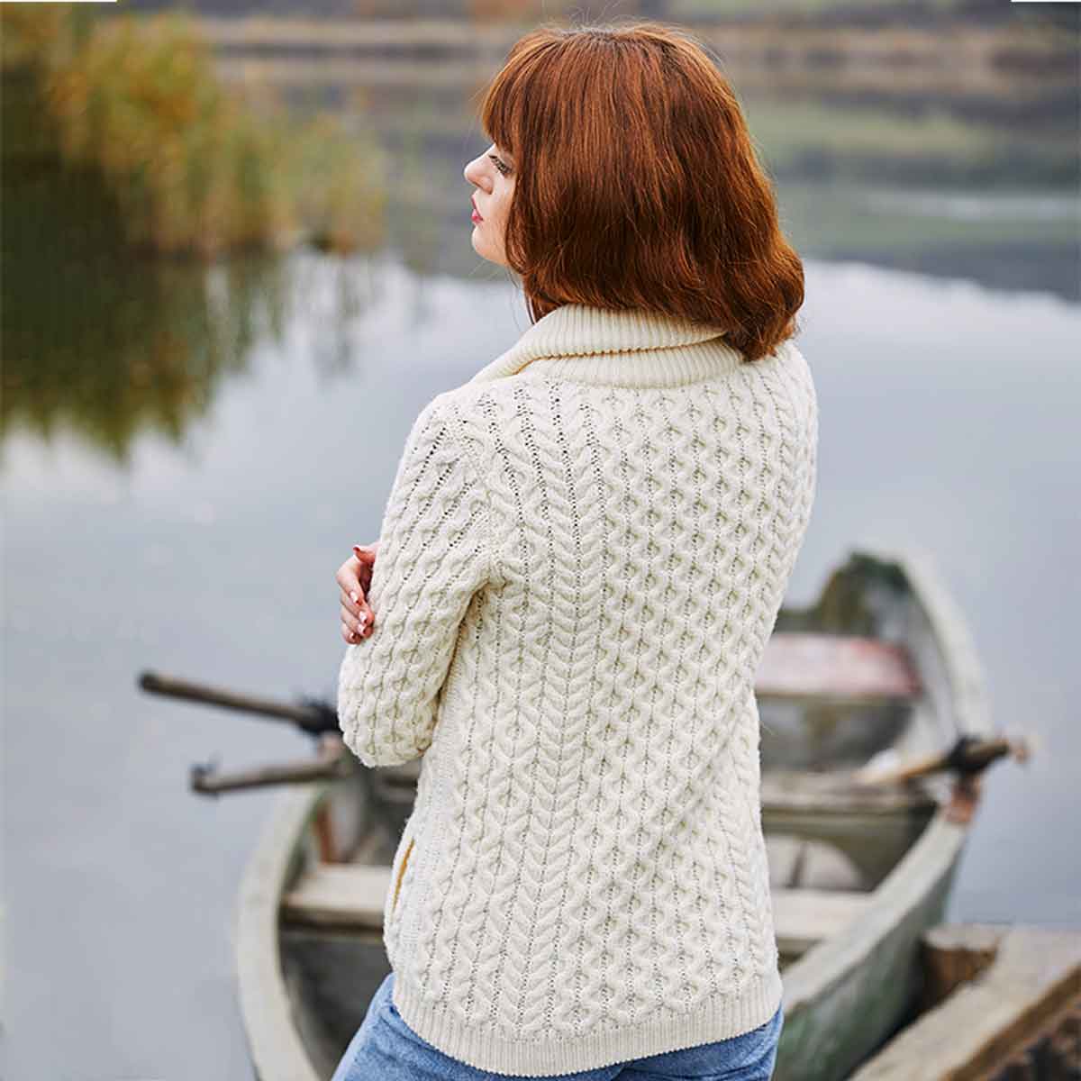 irish coat | ladies cable knit bomber jacket