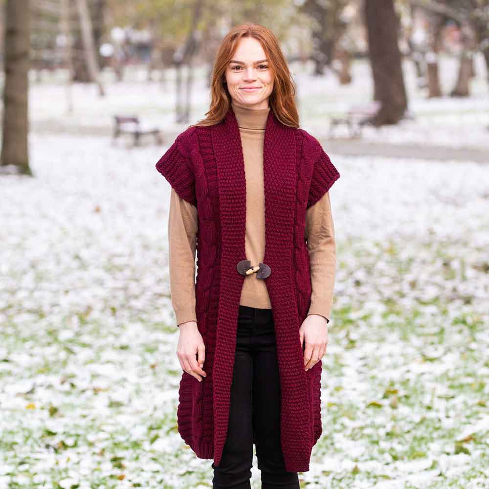 irish cardigan | ladies sleeveless shawl collar cardigan