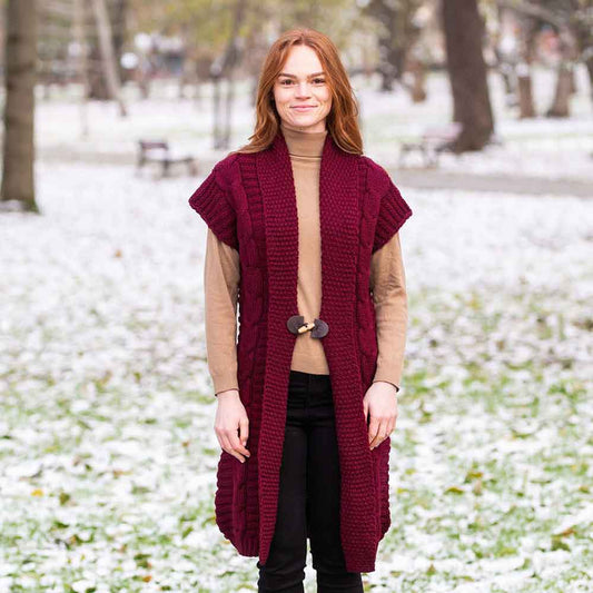 Irish Cardigan | Ladies Sleeveless Shawl Collar Cardigan