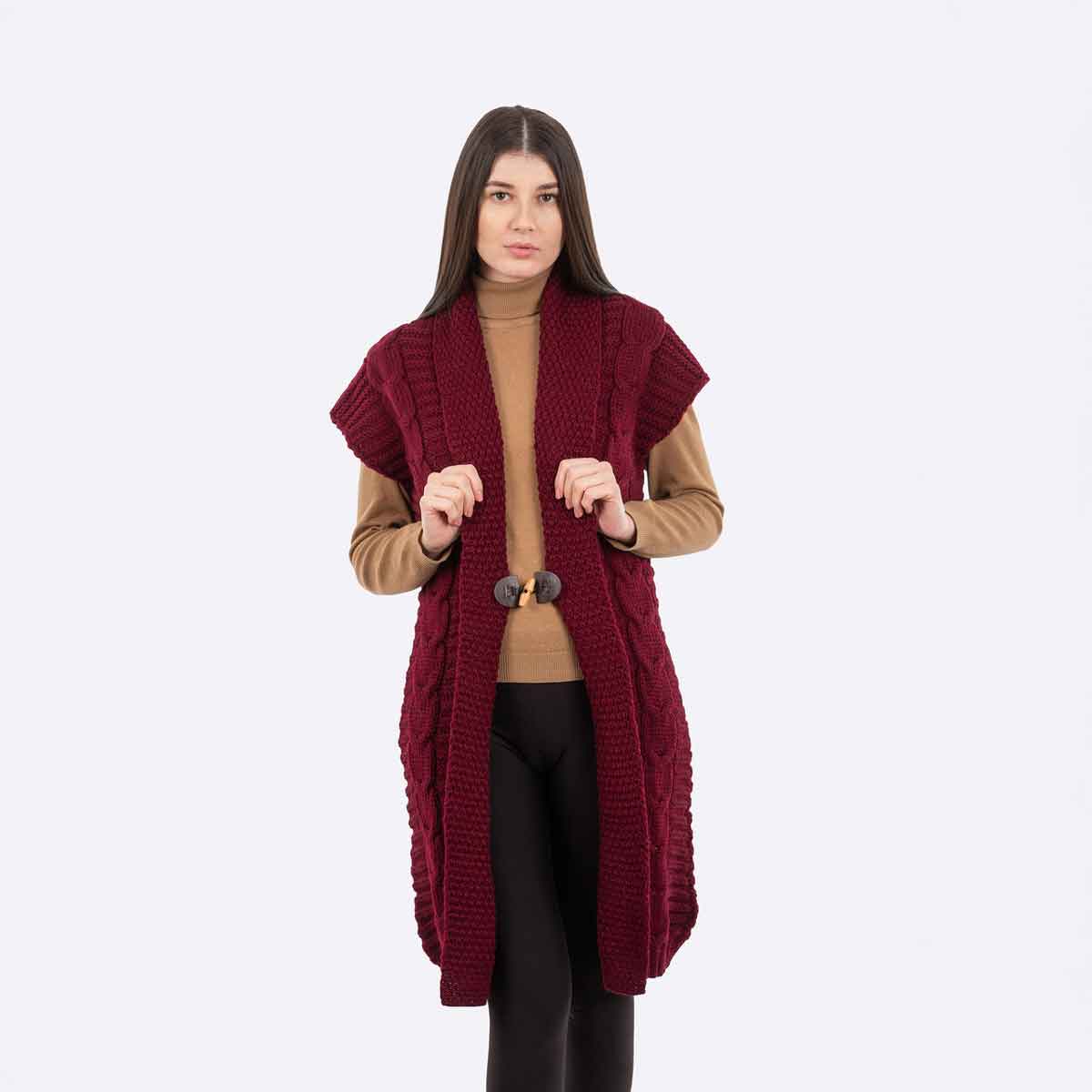 irish cardigan | ladies sleeveless shawl collar cardigan