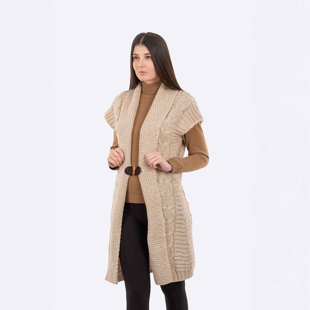 irish cardigan | ladies sleeveless shawl collar cardigan