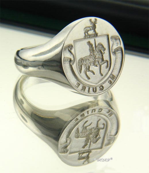 irish rings - personalized sterling silver coat of arms ring - large
