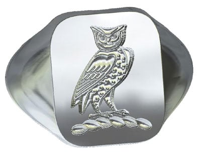 irish rings - sterling silver family crest cushion shaped ring