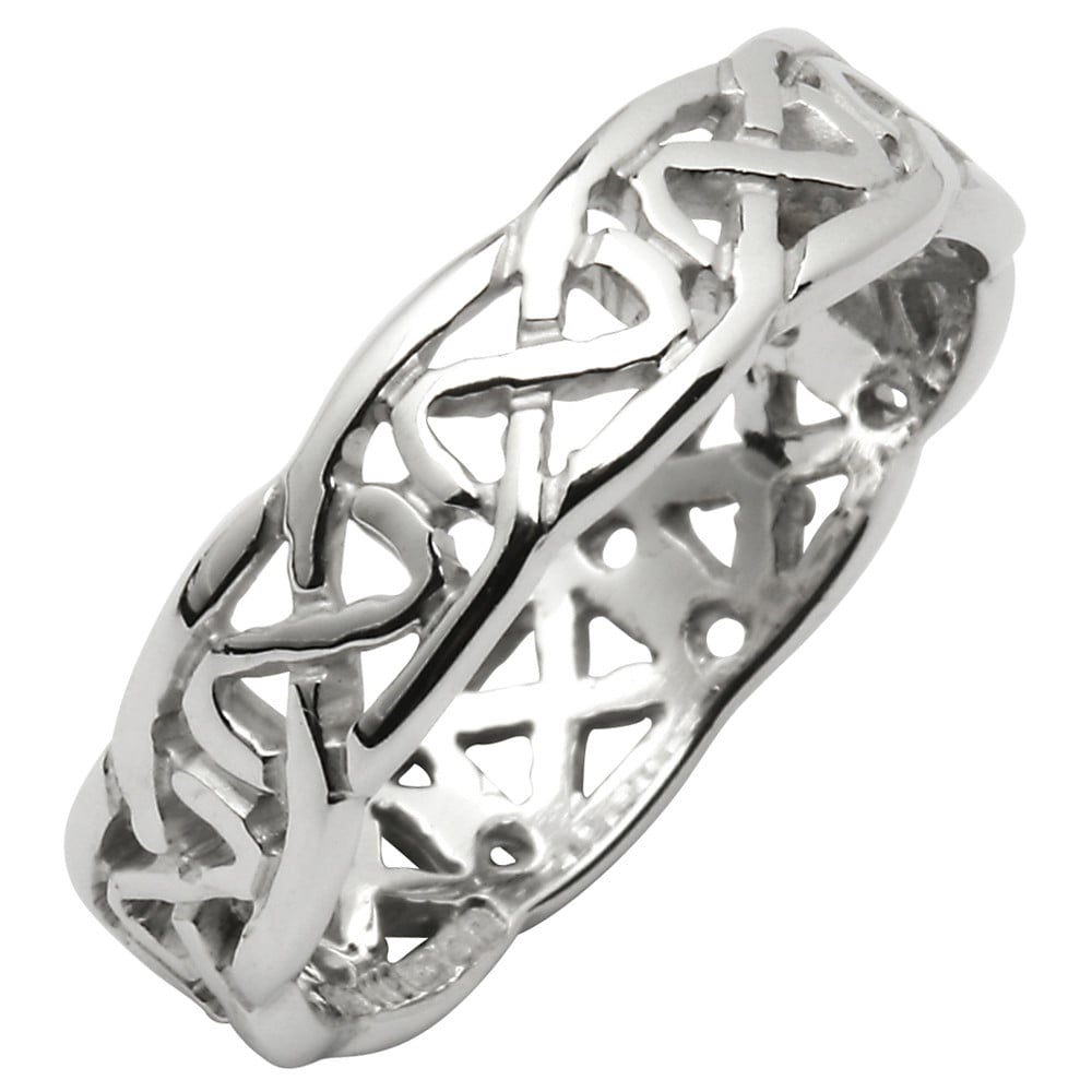 irish wedding ring - celtic knot narrow pierced sheelin ladies wedding band