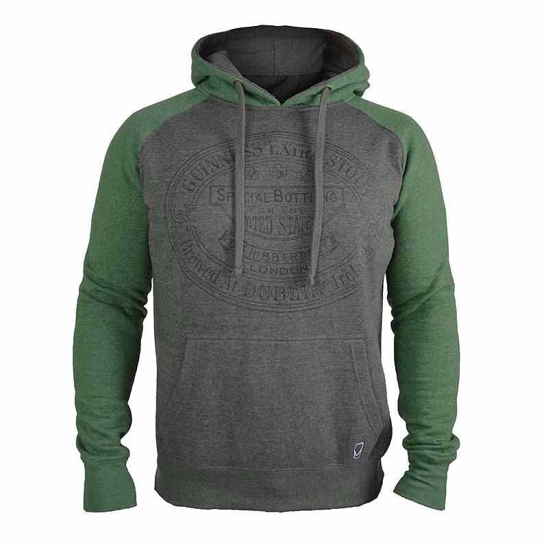 irish sweatshirts | guinness® grey & green pullover hooded sweatshirt