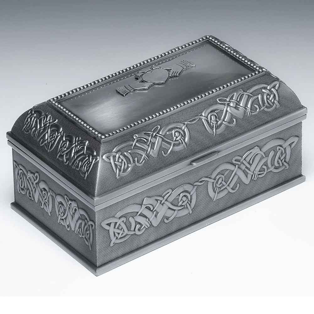 irish pewter claddagh jewelry box large