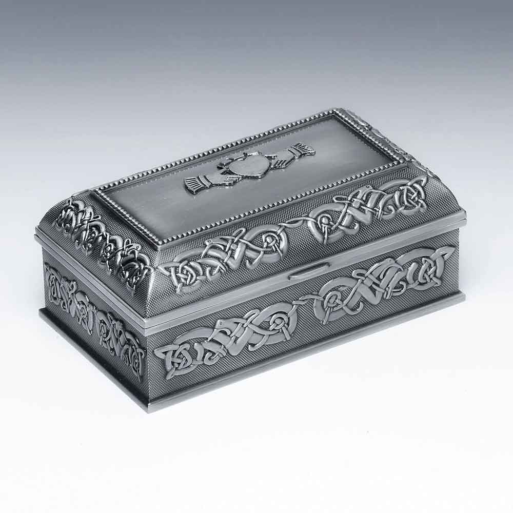 irish pewter claddagh jewelry box medium