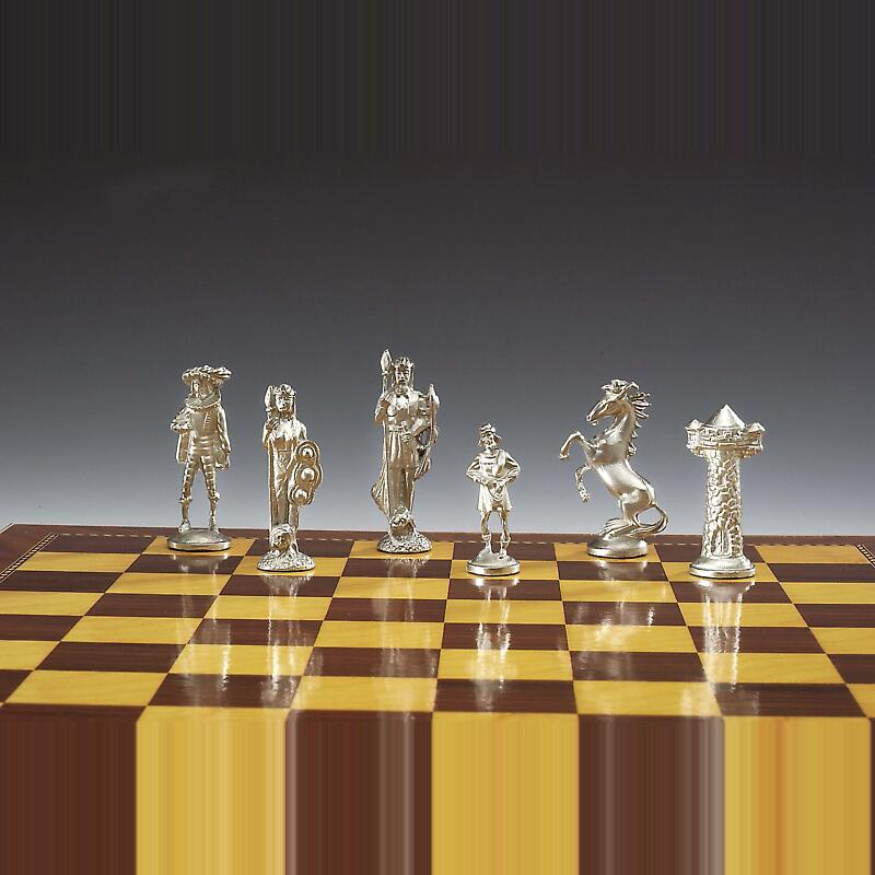 irish pewter celtic chess set & wooden board