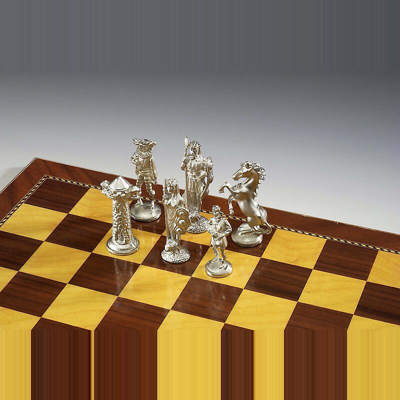 irish pewter celtic chess set & wooden board