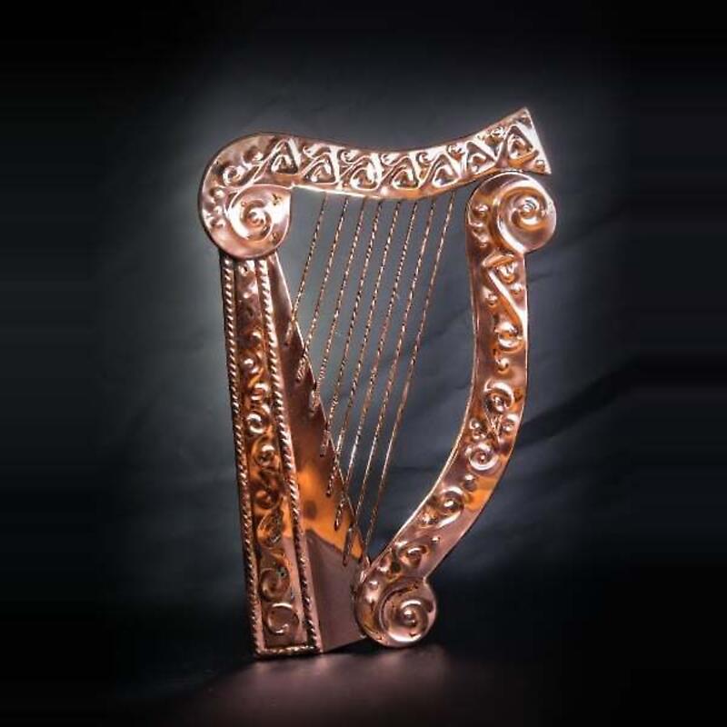 copper celtic harp wall plaque