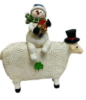 sale | irish christmas | snowman with sheep shamrock celtic ornament