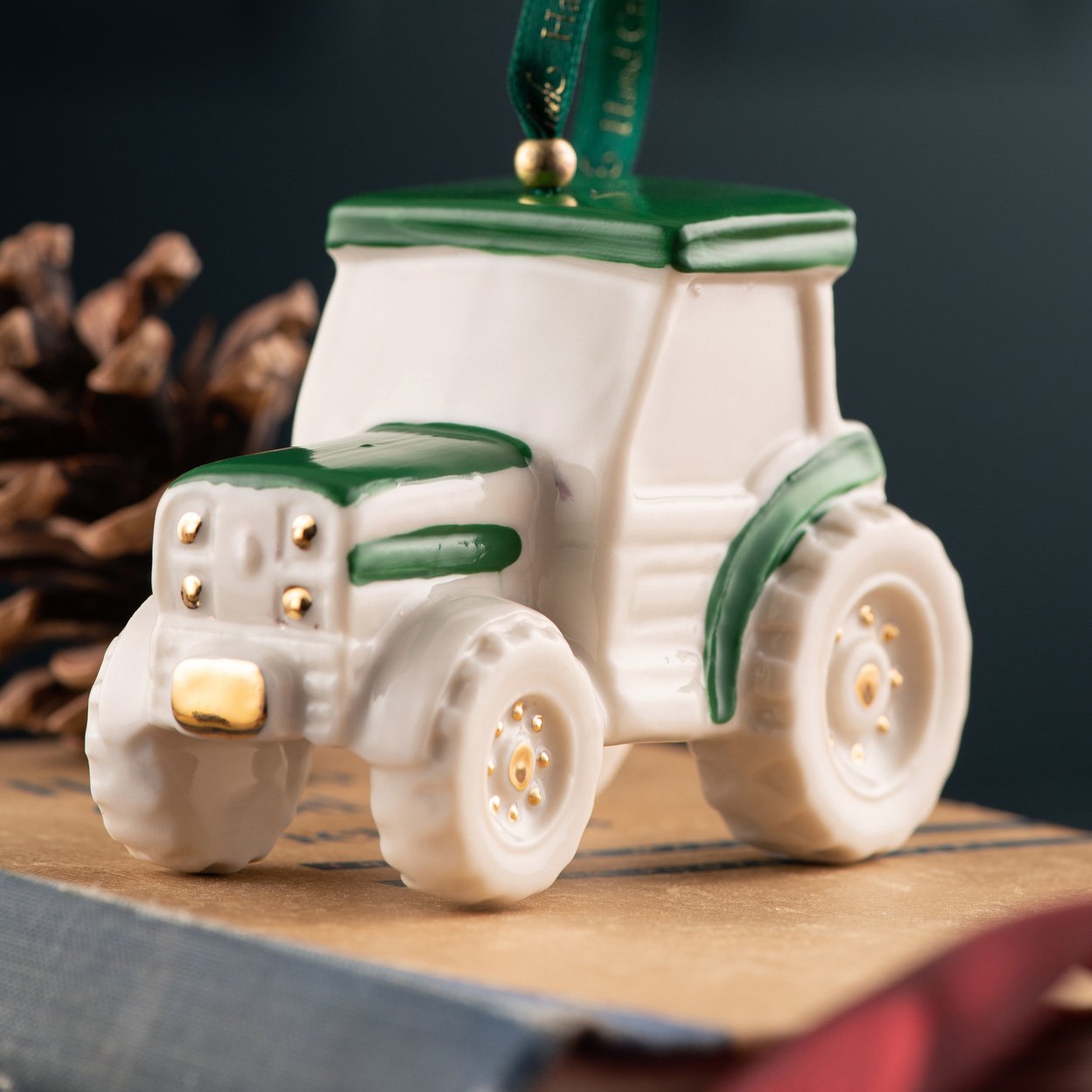 irish christmas | belleek pottery tractor ornament