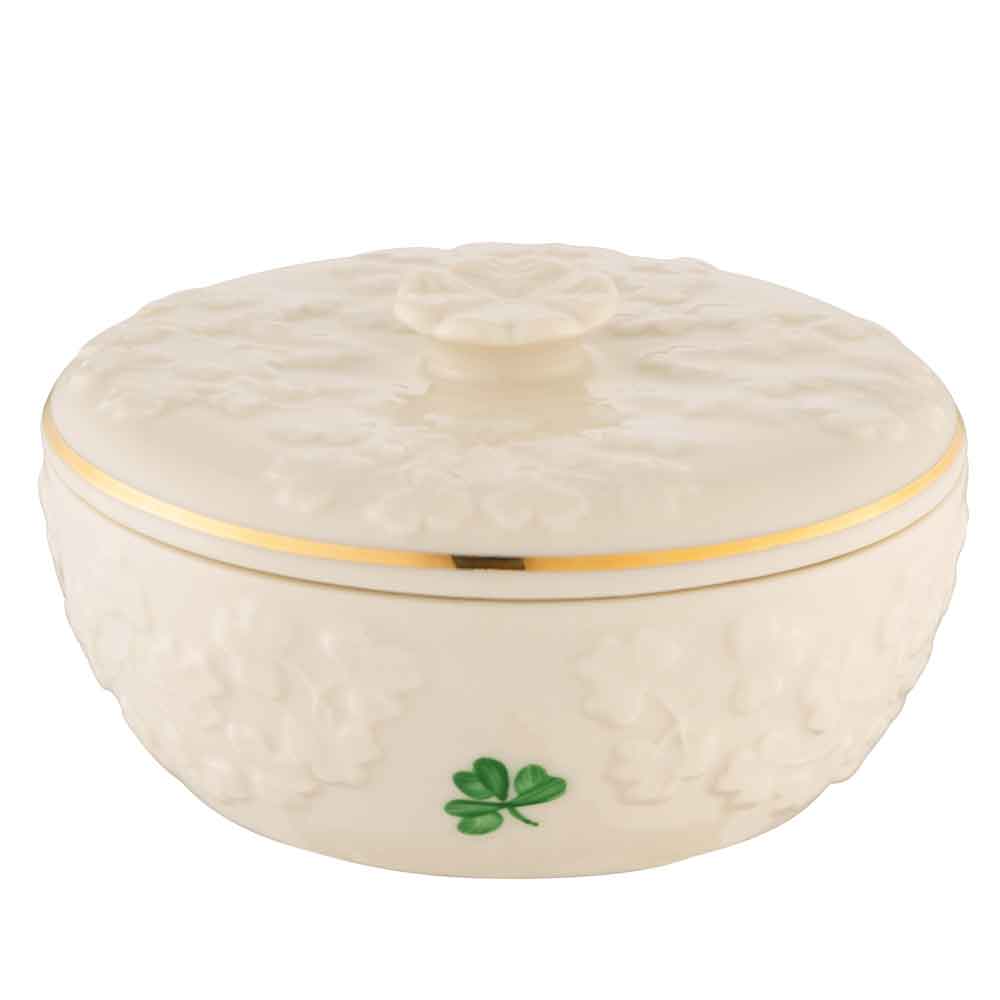 belleek pottery | field of shamrocks irish trinket box
