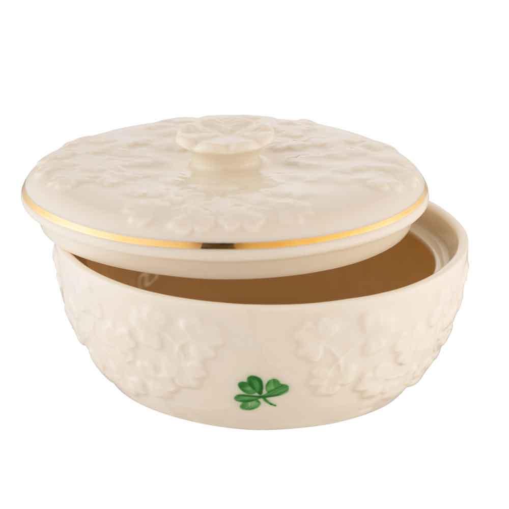 belleek pottery | field of shamrocks irish trinket box