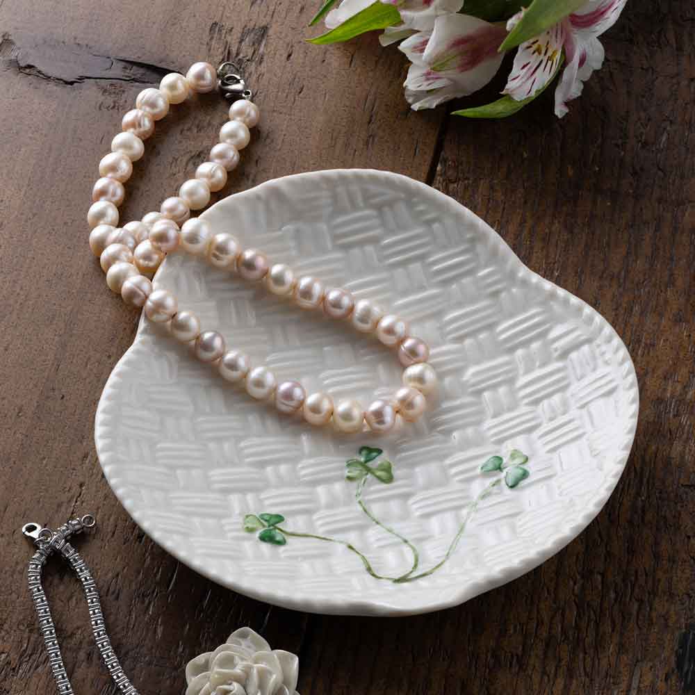 belleek pottery | shamrock canape plate set of 2