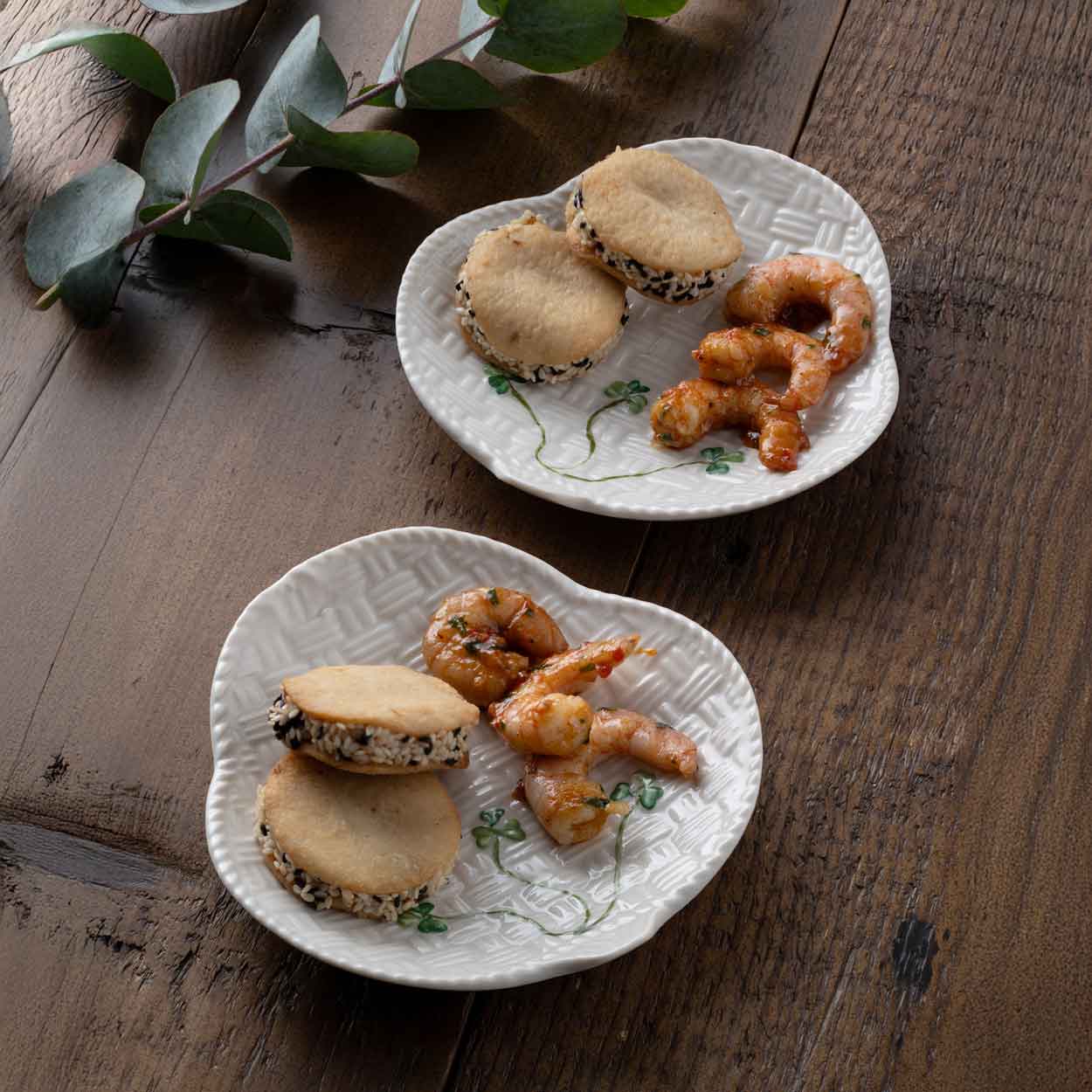 belleek pottery | shamrock canape plate set of 2