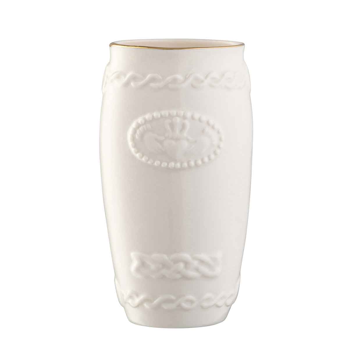 belleek pottery claddagh mini irish vase on a white background