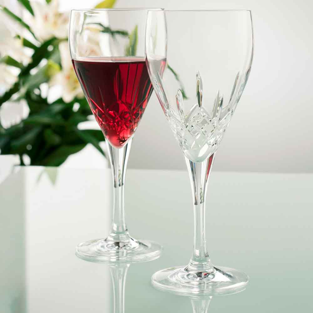 galway crystal longford red wine glass pair
