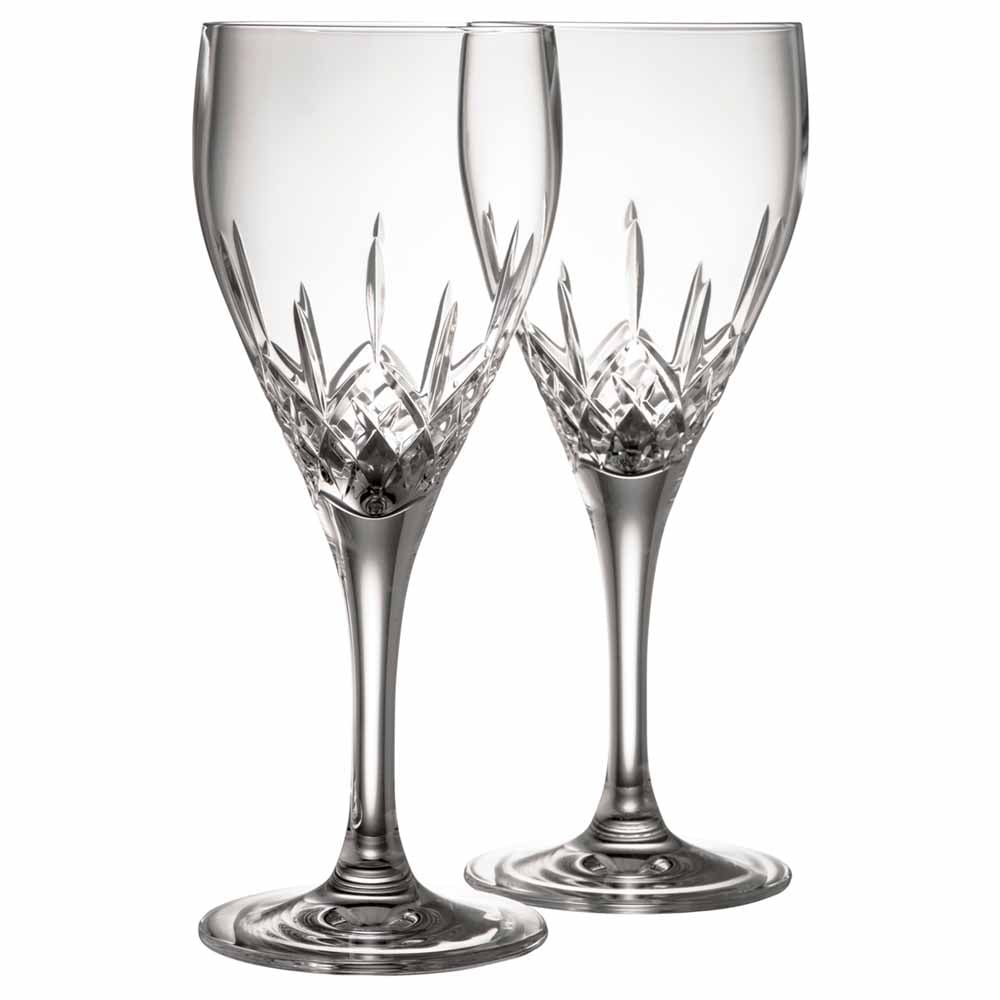 galway crystal longford white wine glass pair