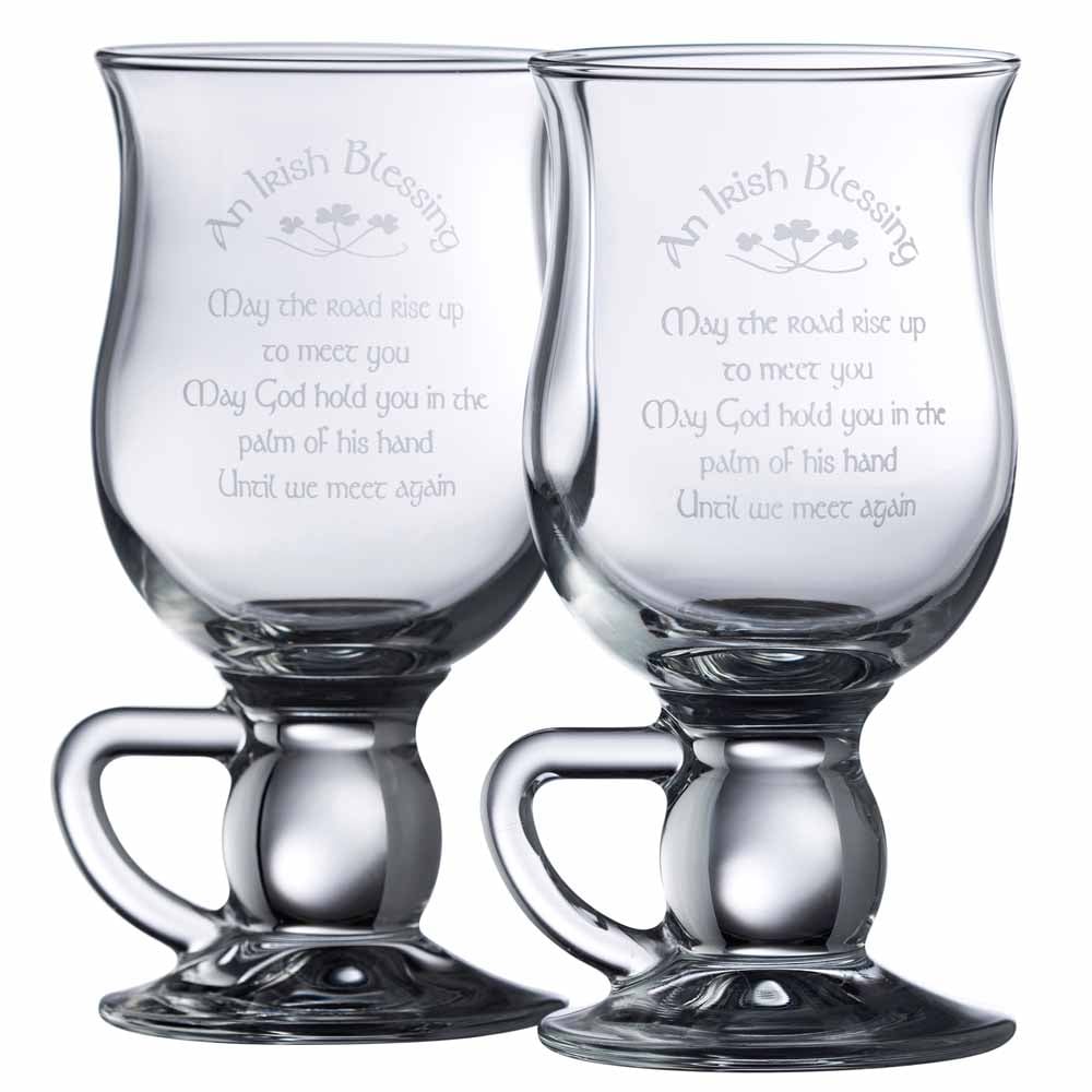 galway crystal irish blessing latte glass mug pair