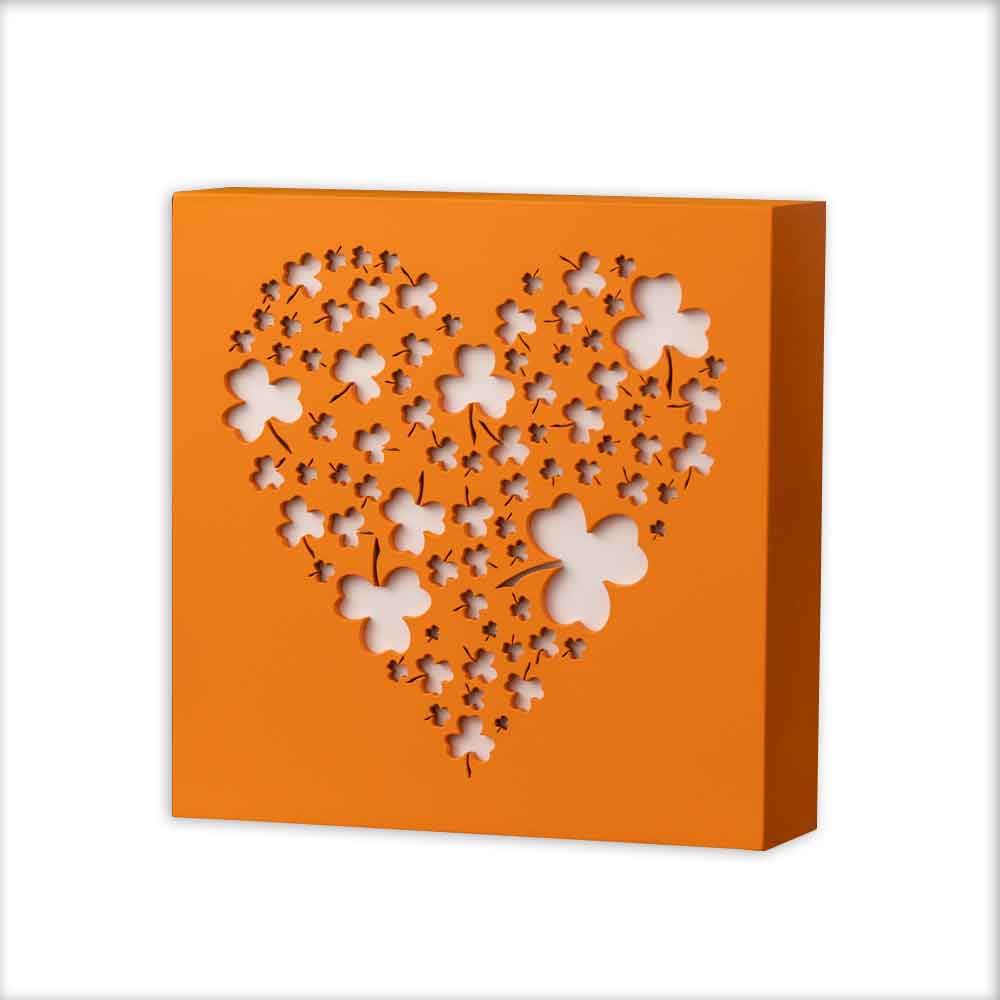 irish decor | shamrock heart wood plaque - orange