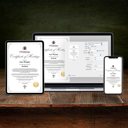 Irish Family Name | Ancestry Certificate of Heritage Digital
