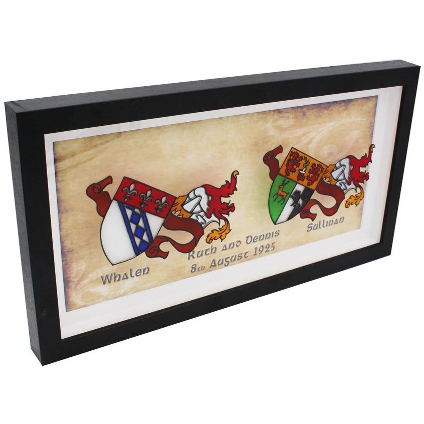 irish coat of arms hand painted double heraldic box frame