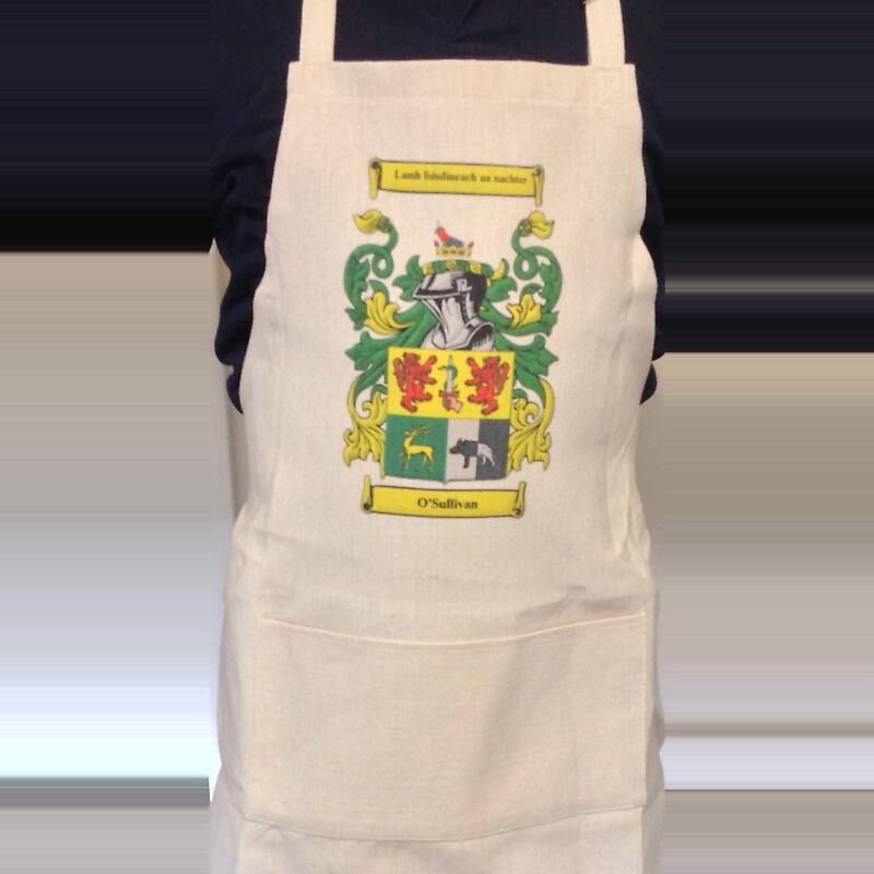 irish coat of arms family crest apron