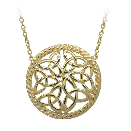 Irish Necklace | Gold Plated Sterling Silver Trinity Knot Round Pendant
