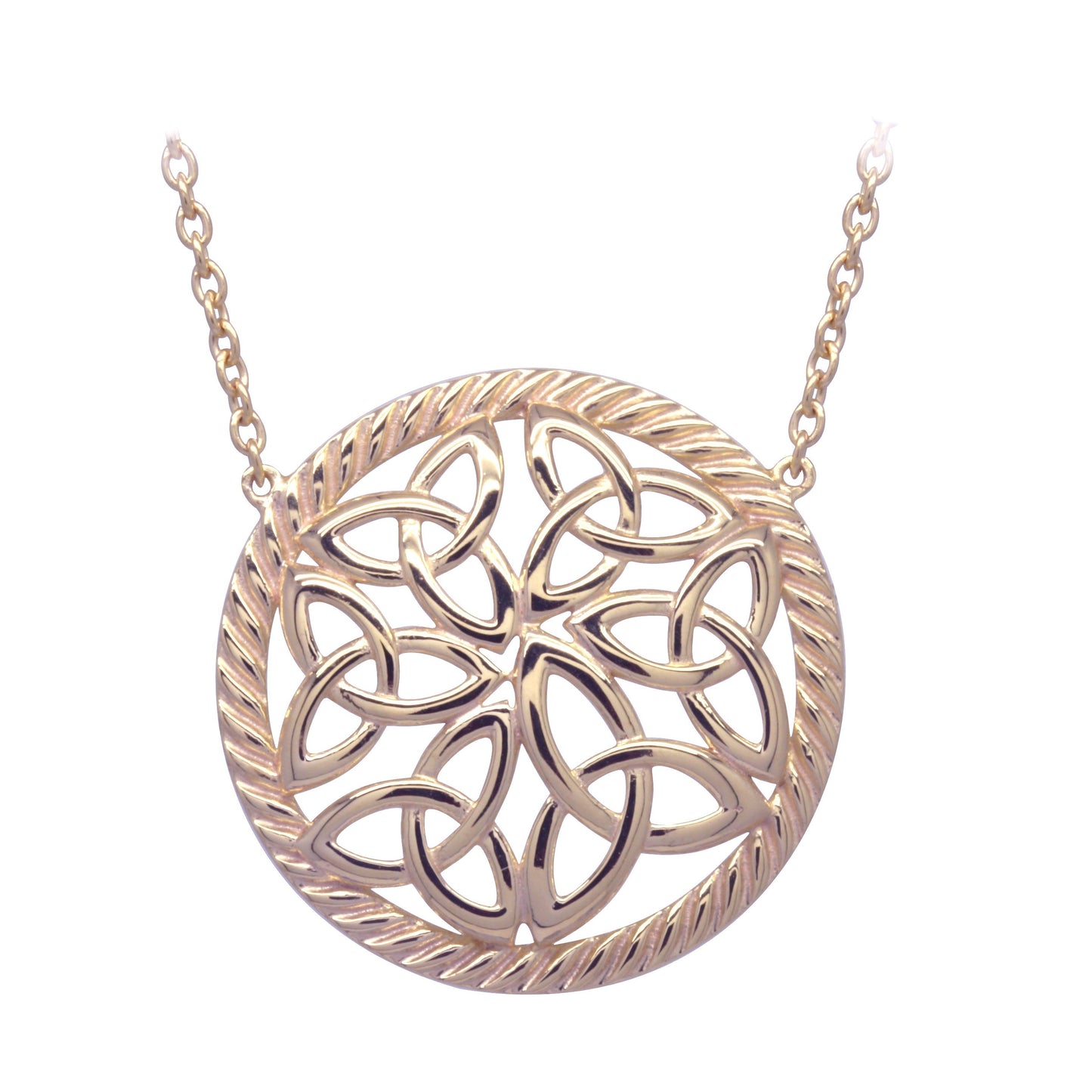 irish necklace | rose gold plated sterling silver trinity knot round pendant
