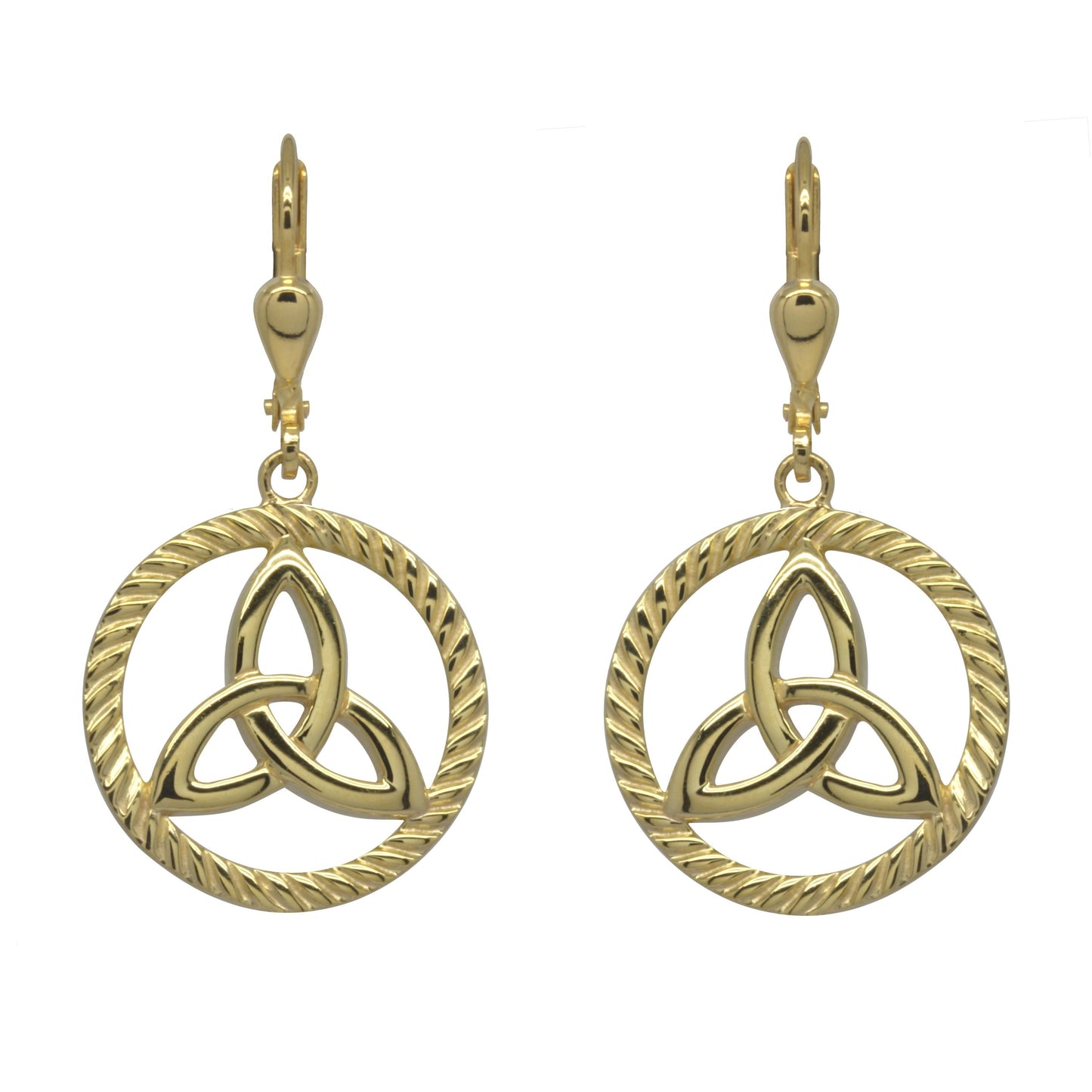 irish earrings | gold plated sterling silver round trinity knot earrings