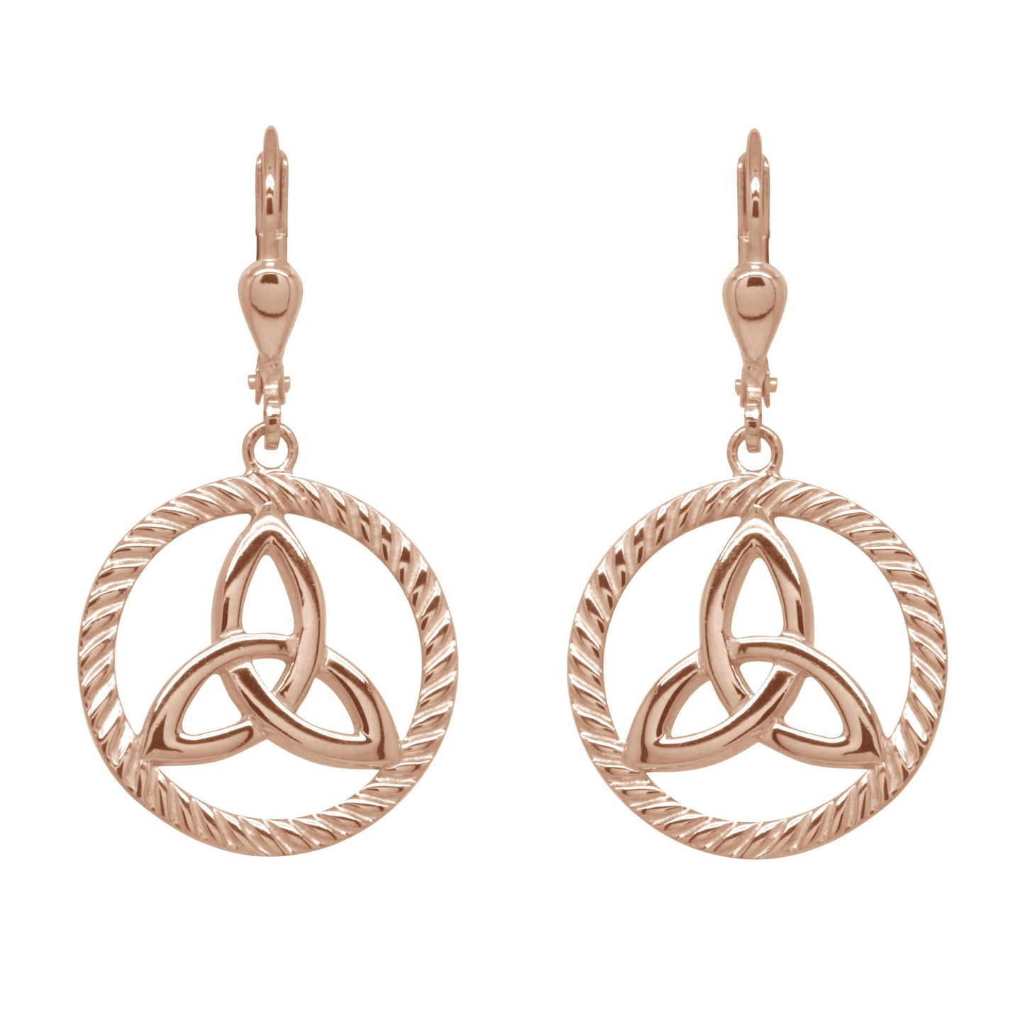 irish earrings | rose gold plated sterling silver round trinity knot earrings