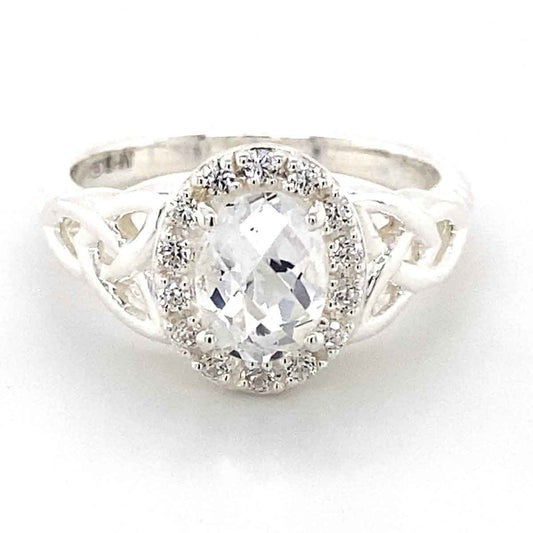 Irish Ring | Celtic Trinity Knot White Topaz Crystal Ring