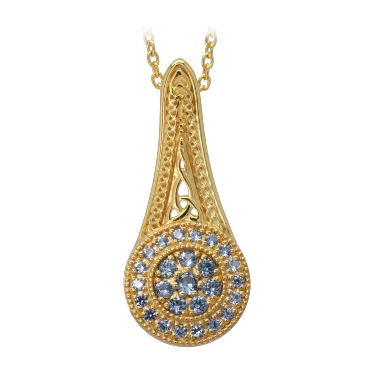 irish necklace | gold plated sterling silver with crystal celtic trinity knot circle pendant with chain