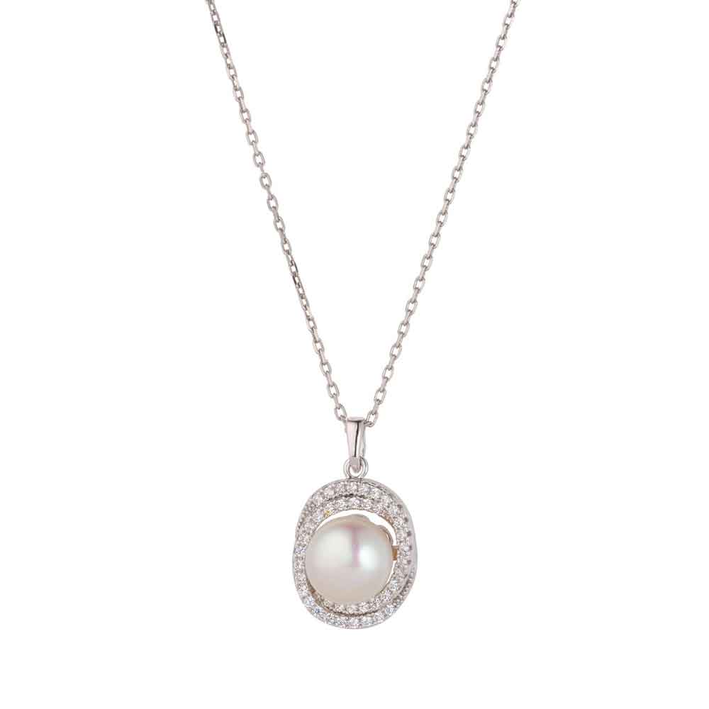 irish necklace | sterling silver crystal wrap pearl pendant