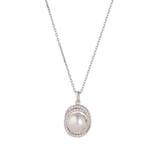 Irish Necklace | Sterling Silver Crystal Wrap Pearl Pendant