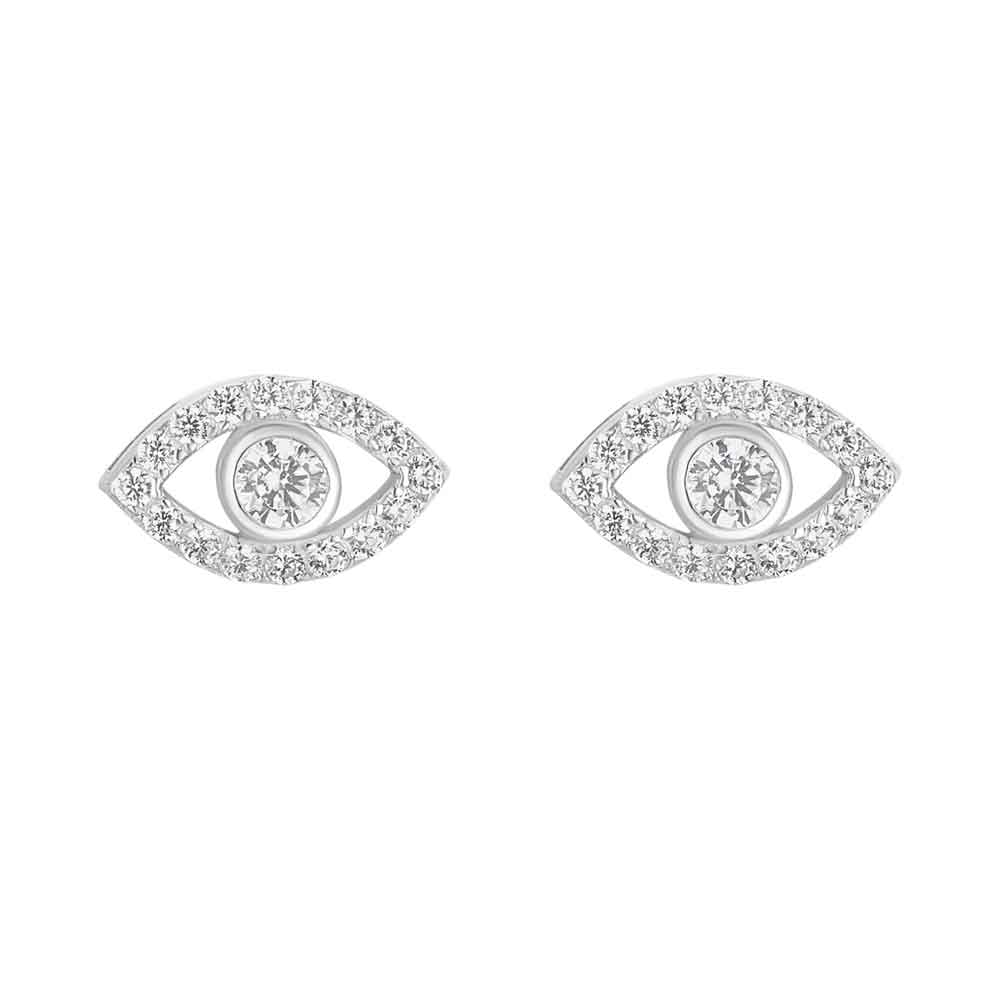 irish earrings | sterling silver evil eye crystal stud earrings