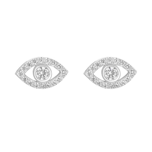 Irish Earrings | Sterling Silver Evil Eye Crystal Stud Earrings