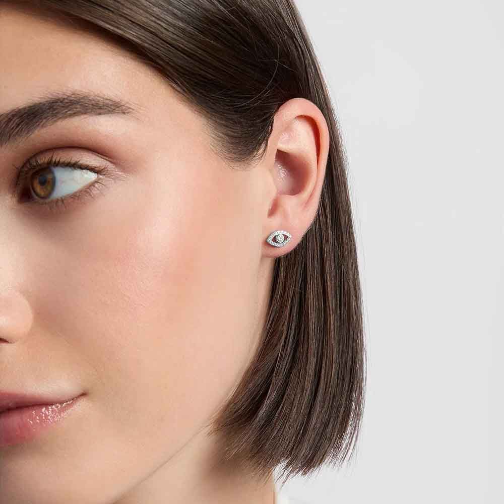 irish earrings | sterling silver evil eye crystal stud earrings