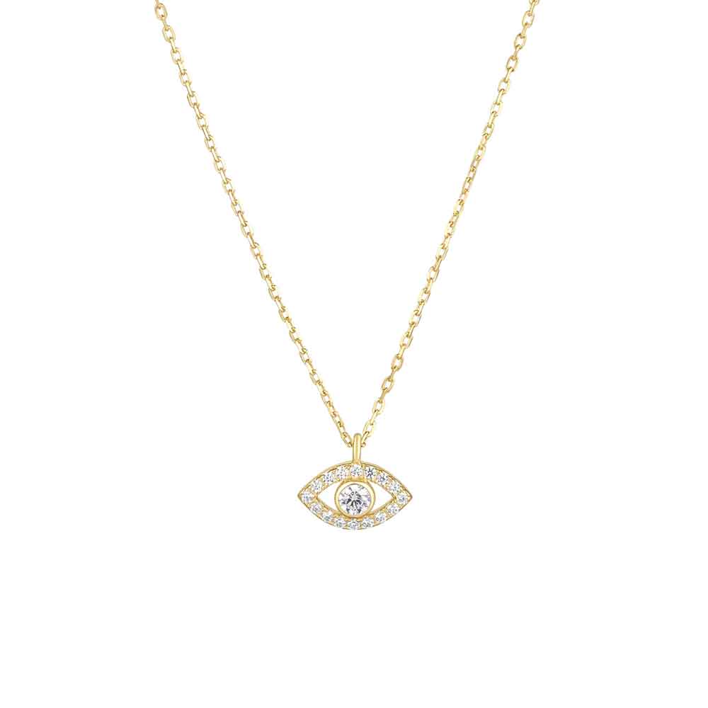 irish necklace | 18k gold plated evil eye crystal pendant