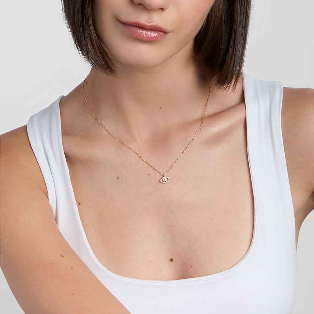 irish necklace | 18k gold plated evil eye crystal pendant
