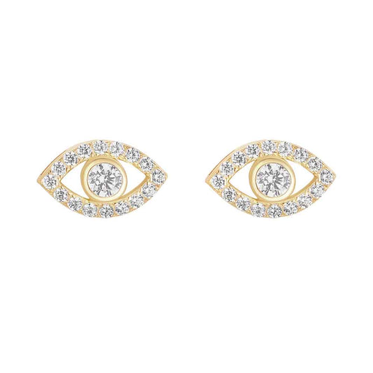 Irish Earrings | 18k Gold Plated Evil Eye Crystal Stud Earrings