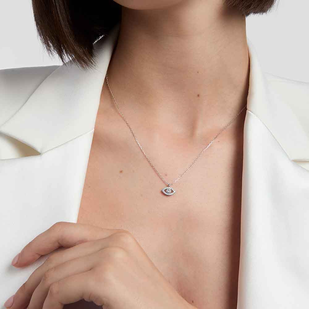 irish necklace | sterling silver evil eye crystal pendant