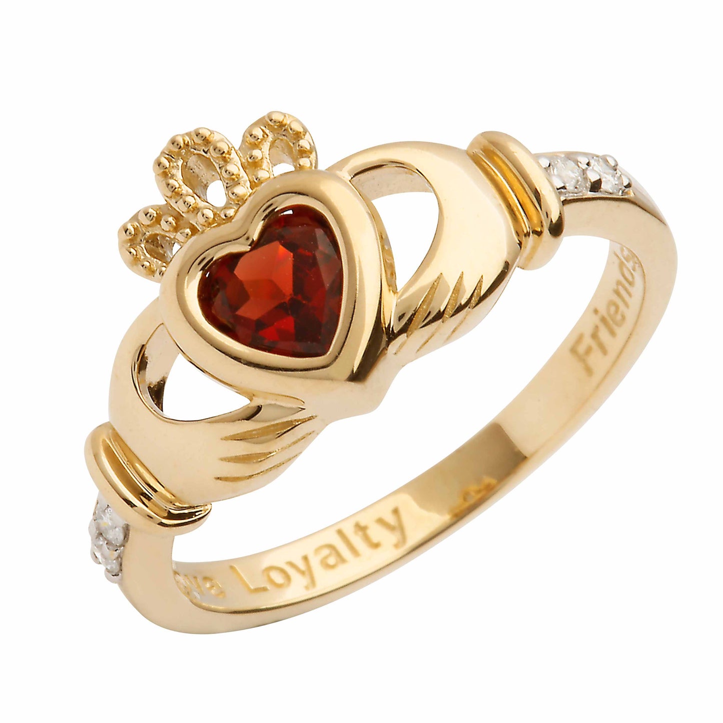 irish ring | 14k gold diamond love loyalty friendship birthstone claddagh ring