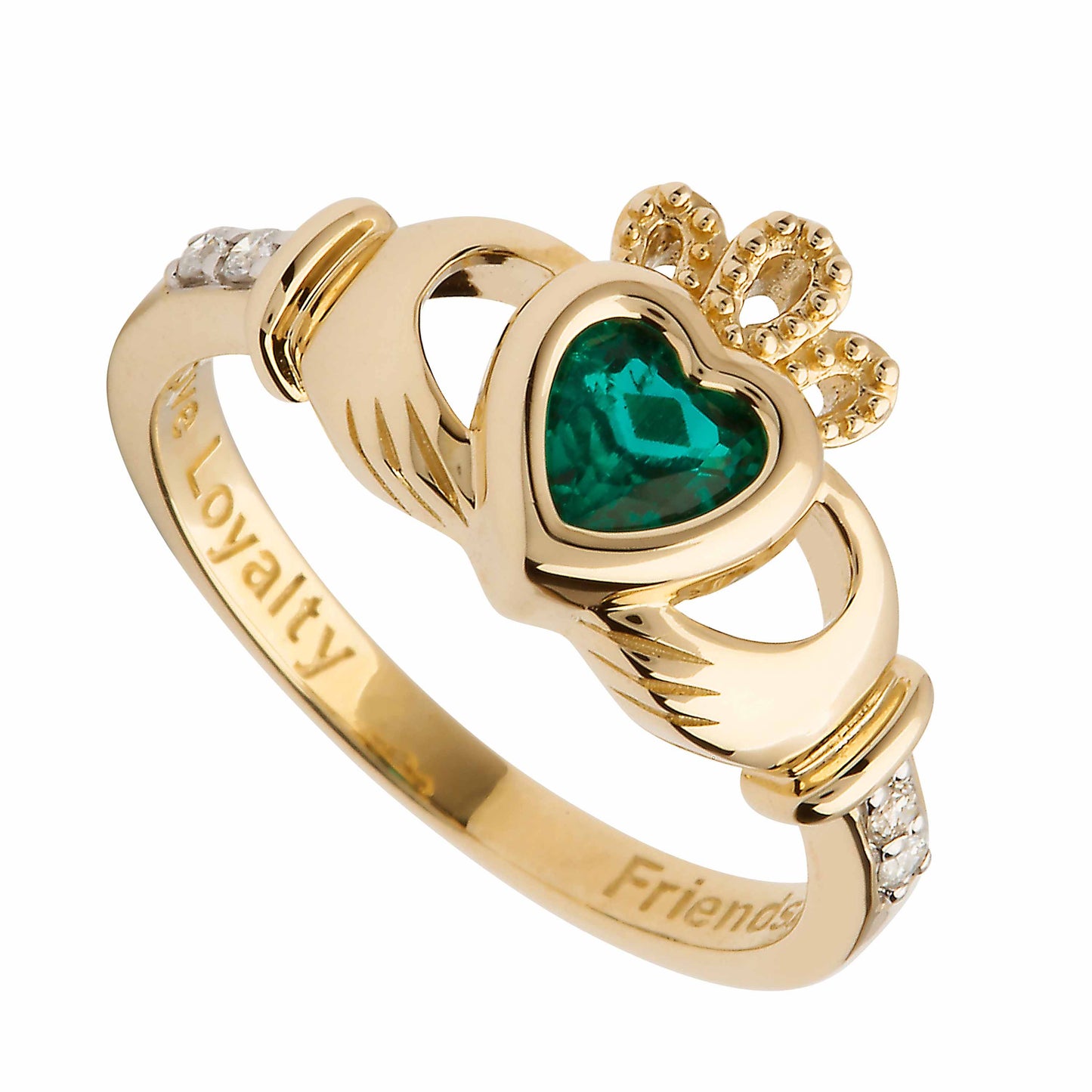 irish ring | 14k gold diamond love loyalty friendship birthstone claddagh ring