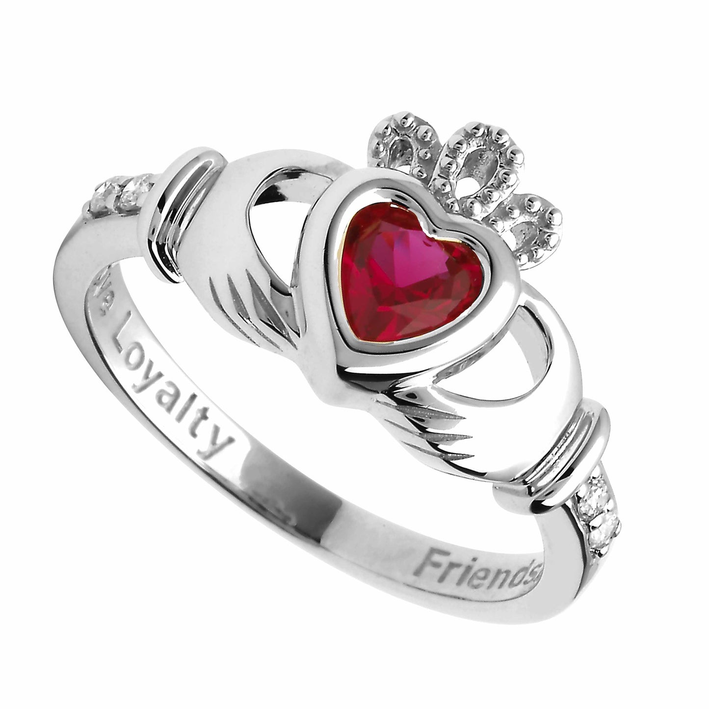 irish ring | 14k white gold diamond love loyalty friendship birthstone claddagh ring