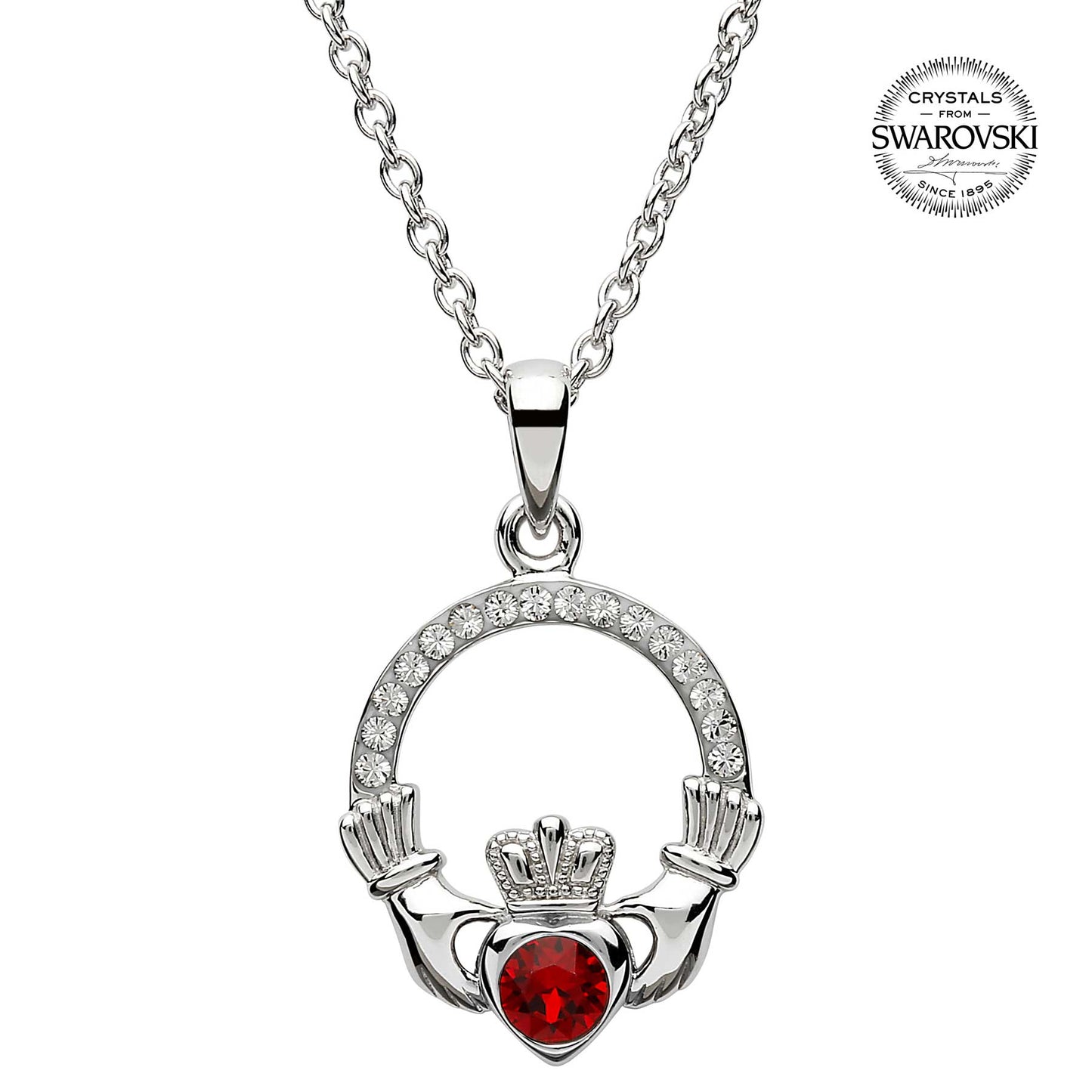 irish necklace | sterling silver claddagh swarovski crystal birthstone pendant