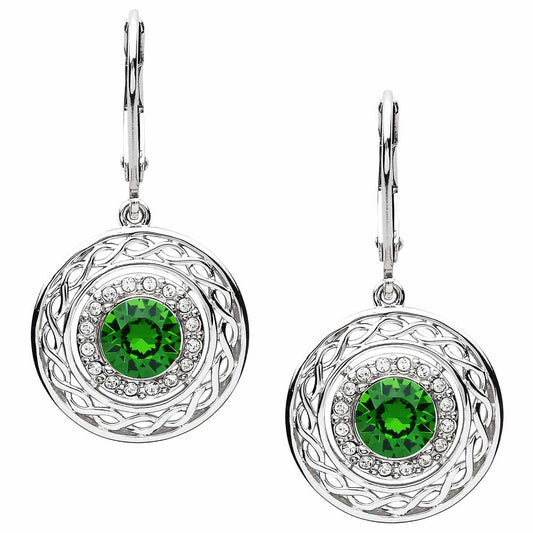 Irish Earrings | Sterling Silver Swarovski Crystal Emerald Celtic Earrings