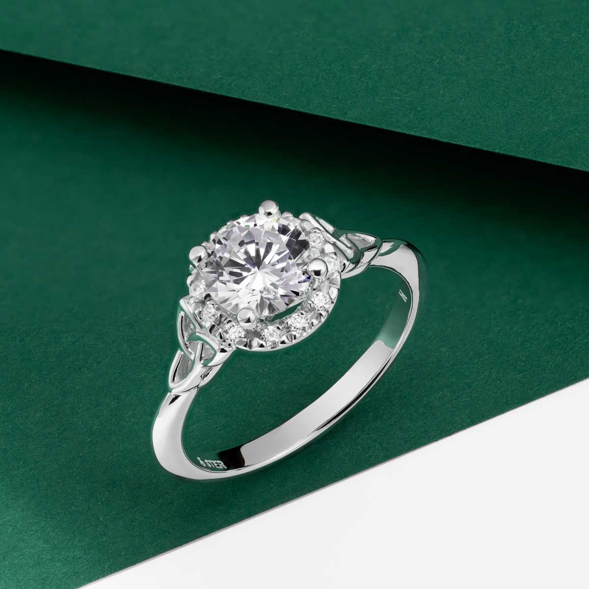 irish engagement ring | easnadh 14k white gold 1ct diamond celtic trinity knot ring